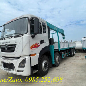 Xe Dongfeng 4 chân gắn cẩu Hyundai 12 tấn
